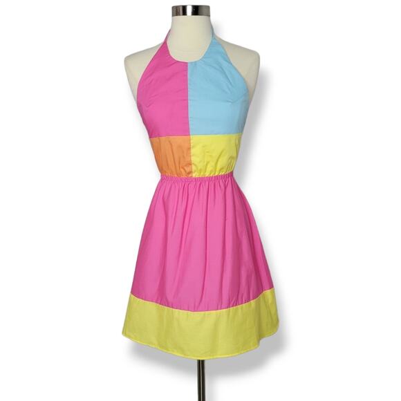 Love Is For Eternity L.I.F.E. Colorblock Halter Dress Size Large NWT - Picture 2 of 13